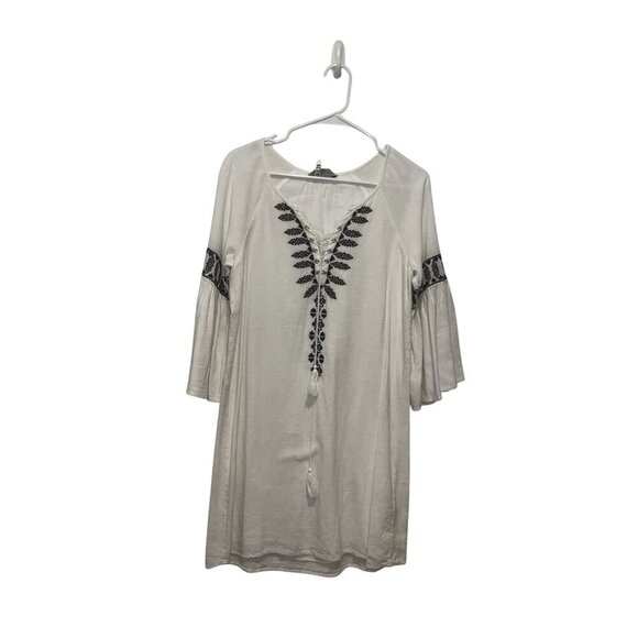 Sanctuary Women Boho Embroidered A Line Mini Dress White Top Size Small - Picture 2 of 7